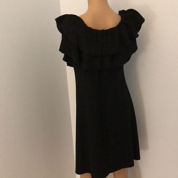 SZL Julie Brown NYC SELENA Night Out Dress w Ruffle Neckline in Black Color - Picture 2 of 10